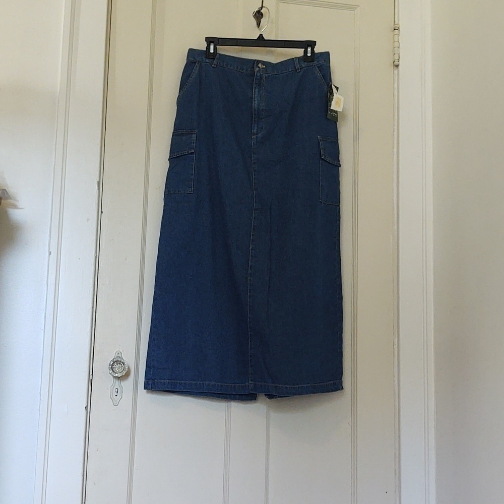 Vintage Genre Sport Petite Denim Cargo Midi Skirt Sz 14 NWT